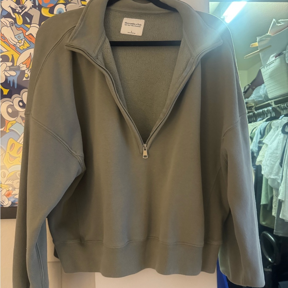 Abercrombie Green Quarter-Zip Pullover